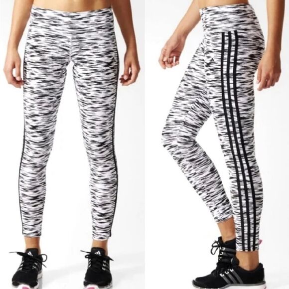 Adidas Sport black and white printed active leggings size small - Picture 1 of 7